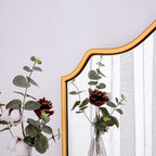Chende Gold Arched Mirror, Large Wall Mirror for Fireplace Decor with Wooden Frame, 40'' x 28'' Elegant Decorative Mirror for Living Room, Dining Room, Entryway