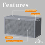 ZYJOYY Outdoor Storage Box, 90 Gallon Deck Box, Waterproof Resin Storage Box for Patio Cushions, Gardening Tools, Lockable, UV Resistant, Grey