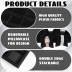 2 Pieces Velvet Watch Tray, 12 Grid Jewelry Organizer, Stackable Watch Bracelet Bangle Display Holder, Stackable Jewelry Tray, Adjustable Pillow, Stylish and Organized Multifunctional Tray(Black)