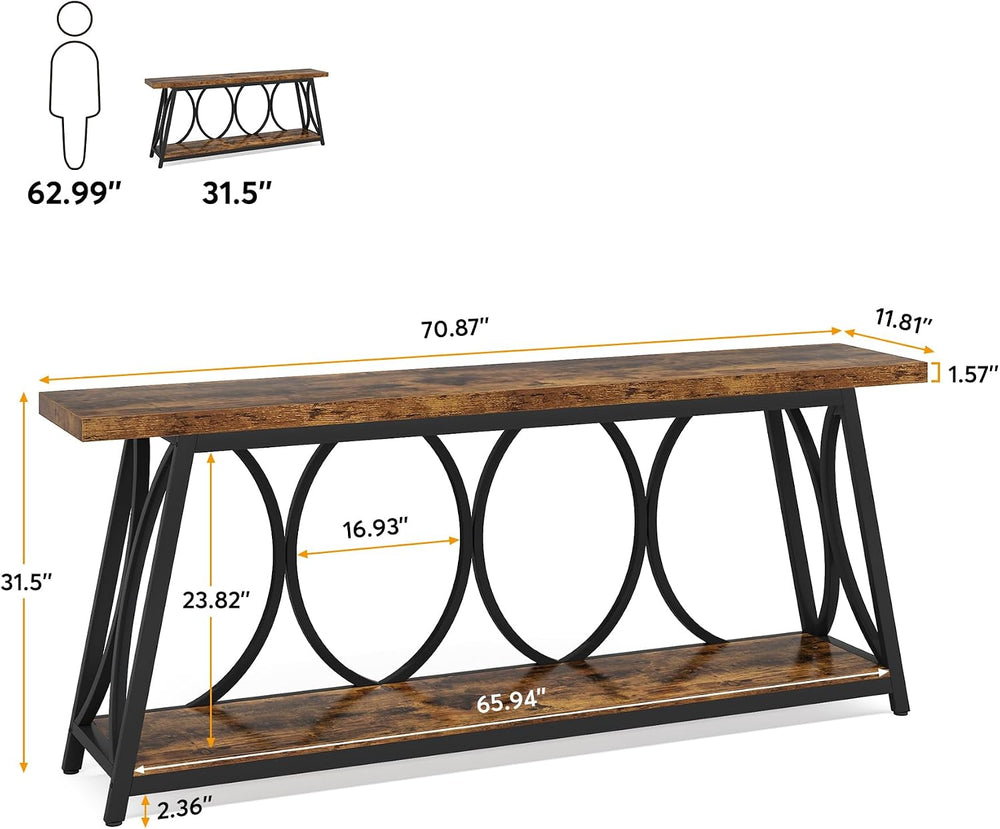 Tribesigns 70.9 inch Extra Long Console Table, Industrial Sofa Table Behind C...