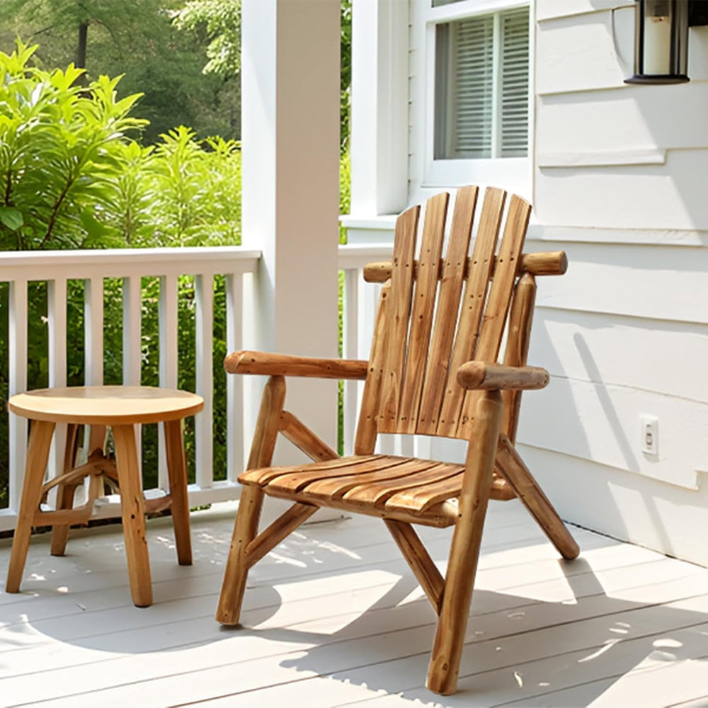 DJL Adirondack Wooden Chair Outdoor Patio Lounge Log Cabin Furniture Rustic S...