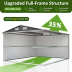 10x12 FT Outdoor Storage Shed, Metal Garden Tool Shed with Updated Frame Structure and Lockable Doors, Ideal for Backyard Garden Patio Lawn, Grey