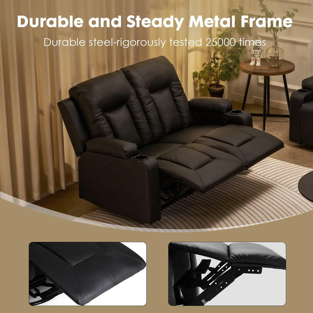 LUCKLIFE Leather Recliner Sofa Set with Manual Recliners,Living Room Furnitur...