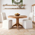 chairus Slipcovered Parsons Dining Chairs Set of 2, Upholstered Dining Room Chairs with Removable Linen Cover & High Back, Modern Farmhouse Wooden Side Kitchen Chairs, Beige