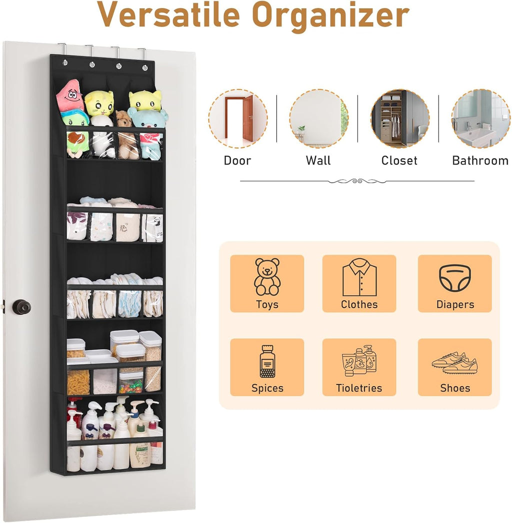MISSLO 20 Pairs Over the Door Shoe Organizer for Closet Narrow Hanging Shoe Rack for Door Hanger Deep Pocket Door Shoe Holder Storage for Boots, Size 13 Sneakers, Black