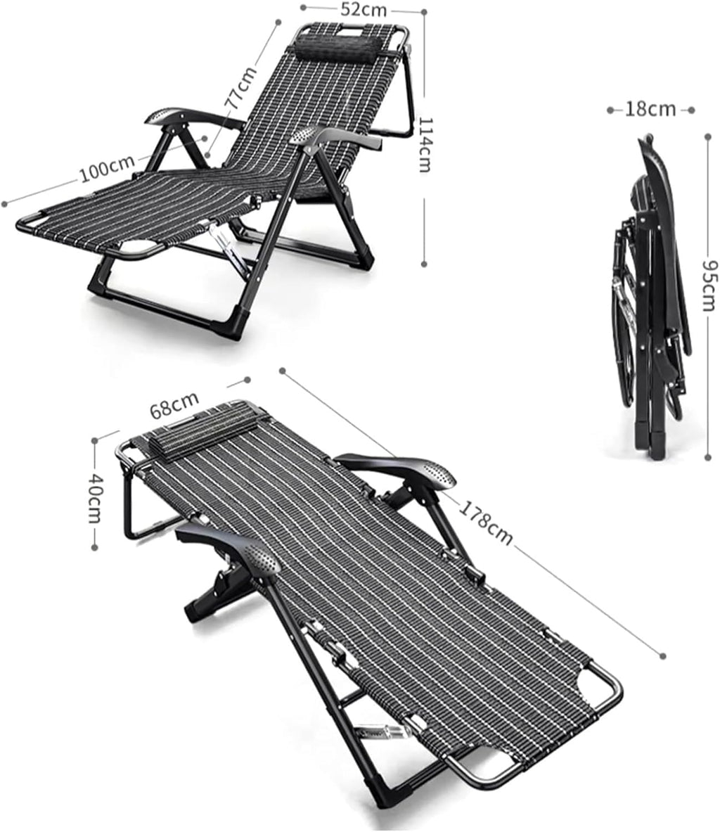 Gravity Indoor Outdoor Chair, Folding Reclining Lounge with Removable Gray Cushion and Headrest,
