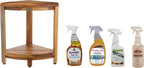 EcoDecors SnazzyCorner 18" Teak Wood Corner Shower Shelf, Fully Assembled | Loveable Four Pack Bundle