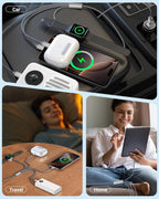 Temdan for Apple Watch Charger,4 in 2 USB C Cable for iPhone 17 Charger/Type C/Lightning/Micro USB,Multi Charging Cable Cord,Travel Vacation Essentials Designed for iWatch &iPhone 16-12-Grey