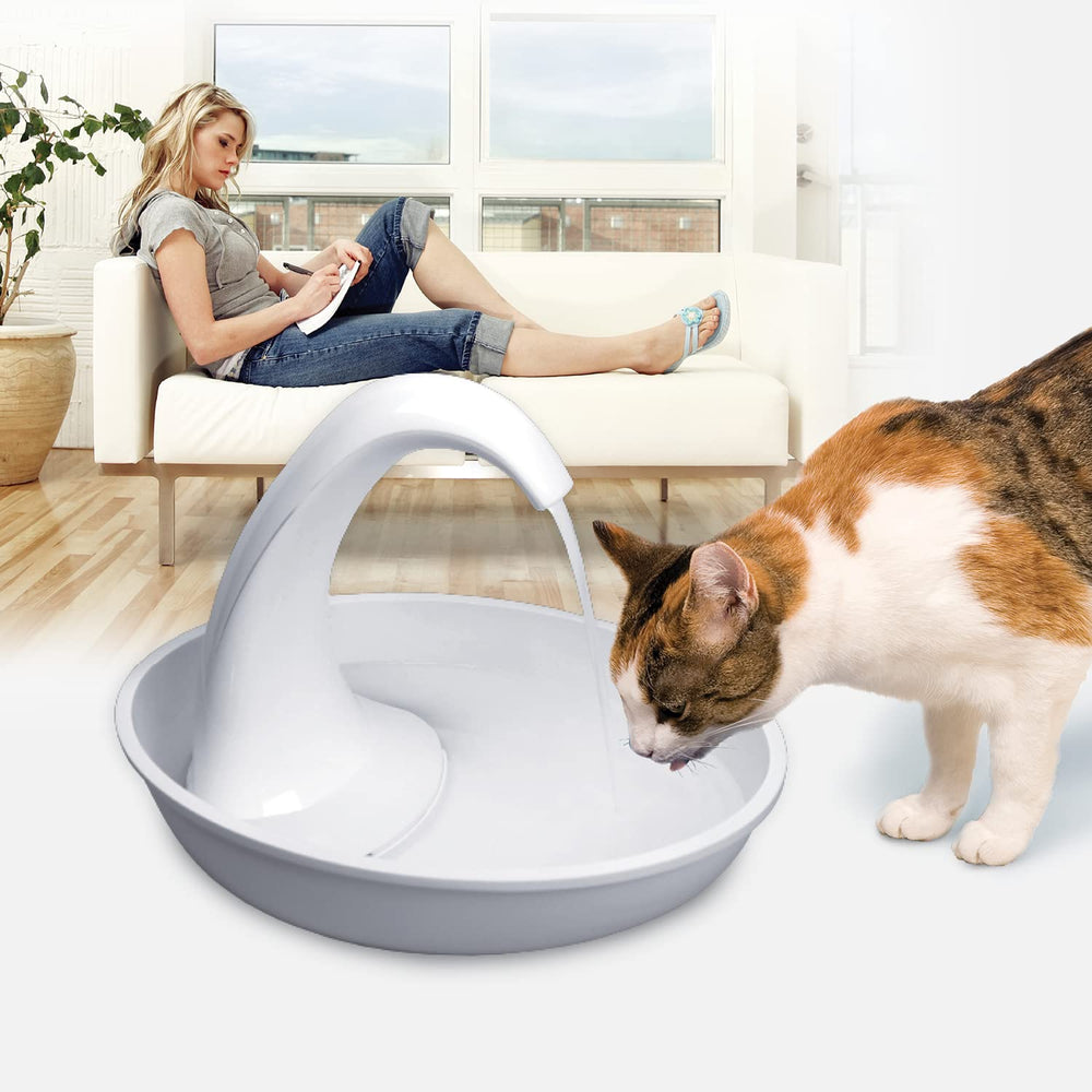 Pioneer Pet Swan Pet Drinking Fountain for Cats and Dogs - 80oz Capacity, Gre...