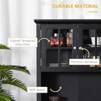 64.5" Kitchen Pantry Cabinet with Hutch,Buffet Sideboard for Coffee Maker & Toaster,Snacks,Spices & Wine Storage Organizer, Fits Kitchen,Dining Room & Coffee Bar,Black