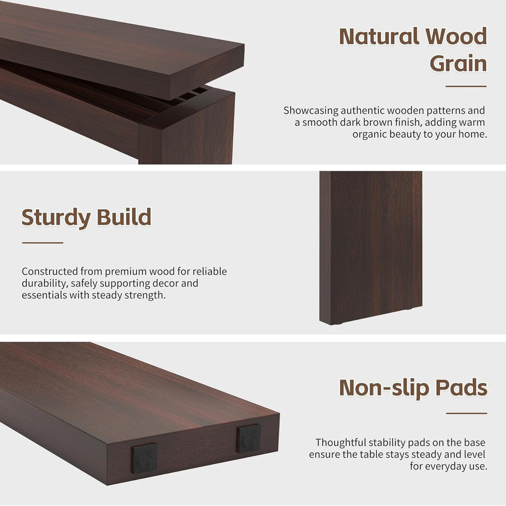 Epecoya Modern Dark Brown Console Table for Living Room, Vintage Wooden Entry...