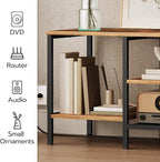 HOOBRO TV Stand with Power Outlets to 65 Inches, TV Console Table with Open Storage Shelves, Industrial Media Entertainment Center for Living Room Bedroom, Rustic Brown and Black BF40DS01