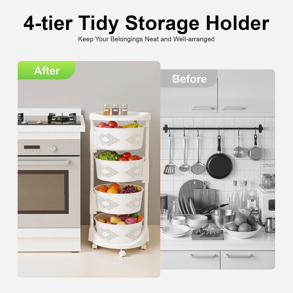 Rotating Storages Rack with Wheels, Multi-Layer Adjustable Height Storage She...