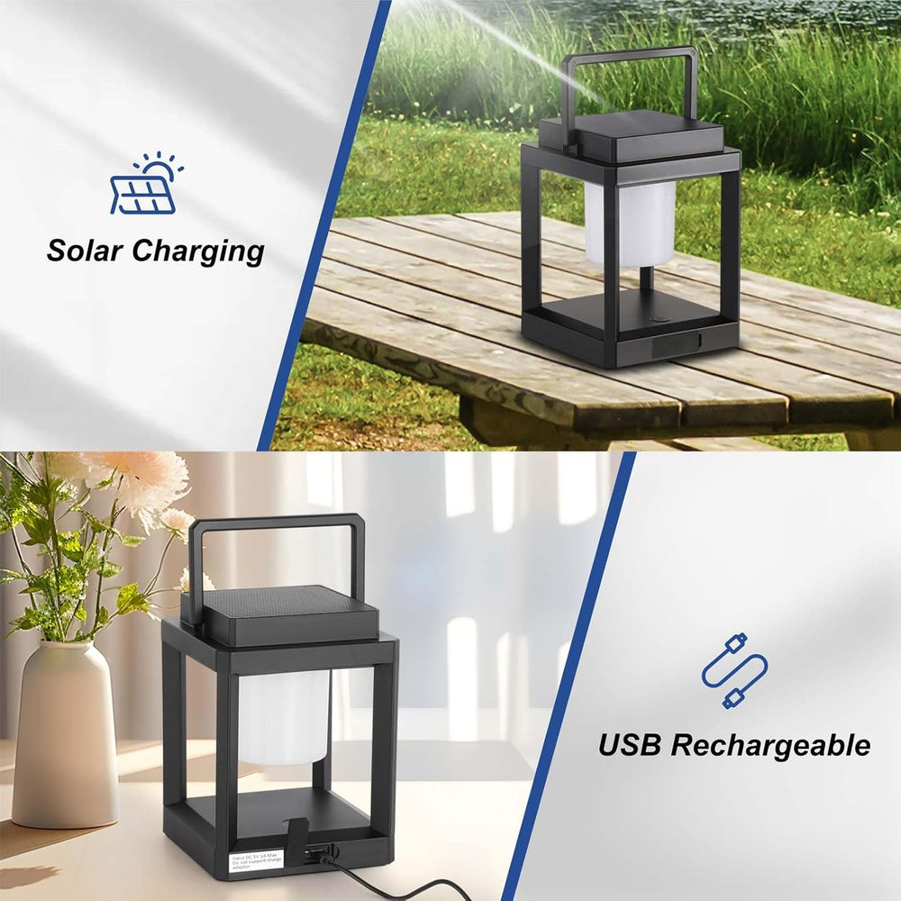 Solar Lantern Outdoor Table Lamp: Portable Hanging LED Lights - Waterproof De...