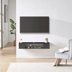 GHC Floating TV Stand, Wall Mounted Entertainment Center and Cabinet Shelf, TV Console with Storage，Media Console for DVD Player, Space-Saving Under TV Shelf for Bedroom, Living Room (Black)