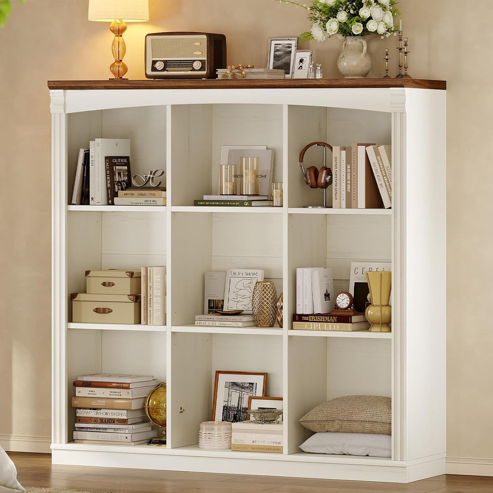 47.2''x47.9'' Wooden 9 Cube Storage Organizer Bookcase, Long ...