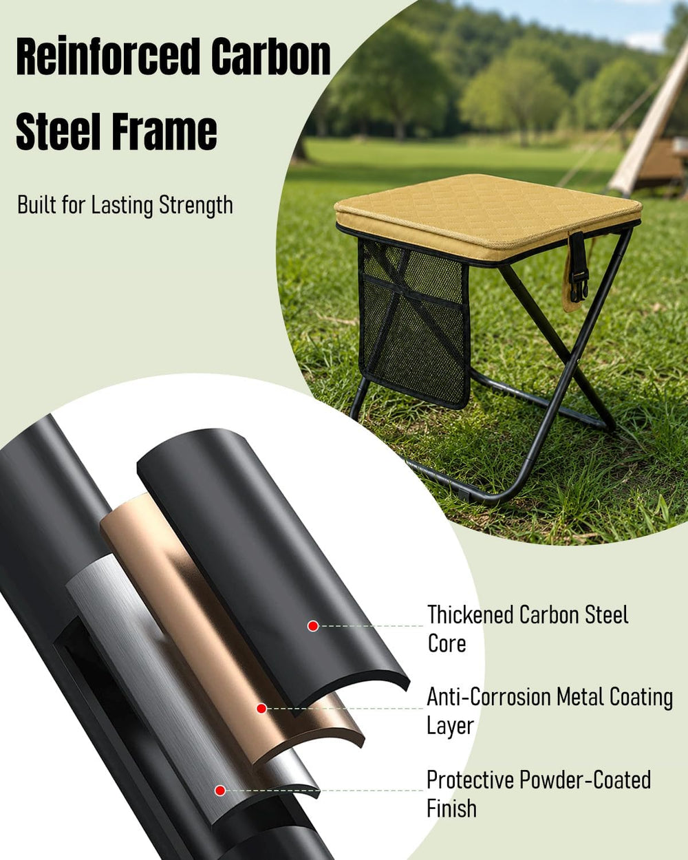 Pawfly 16" Portable Collapsible Stool, Heavy Duty Folding Stools for Adults
