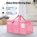 8 Pack Extra Large Heavy Duty Moving Bags, Pink Storage Bins with Lids, Reinforced Handles & Heavy-Duty Zippers Moving Boxes Storage Bags Totes for Clothes Packing, Dorms, College Supplies, Pink