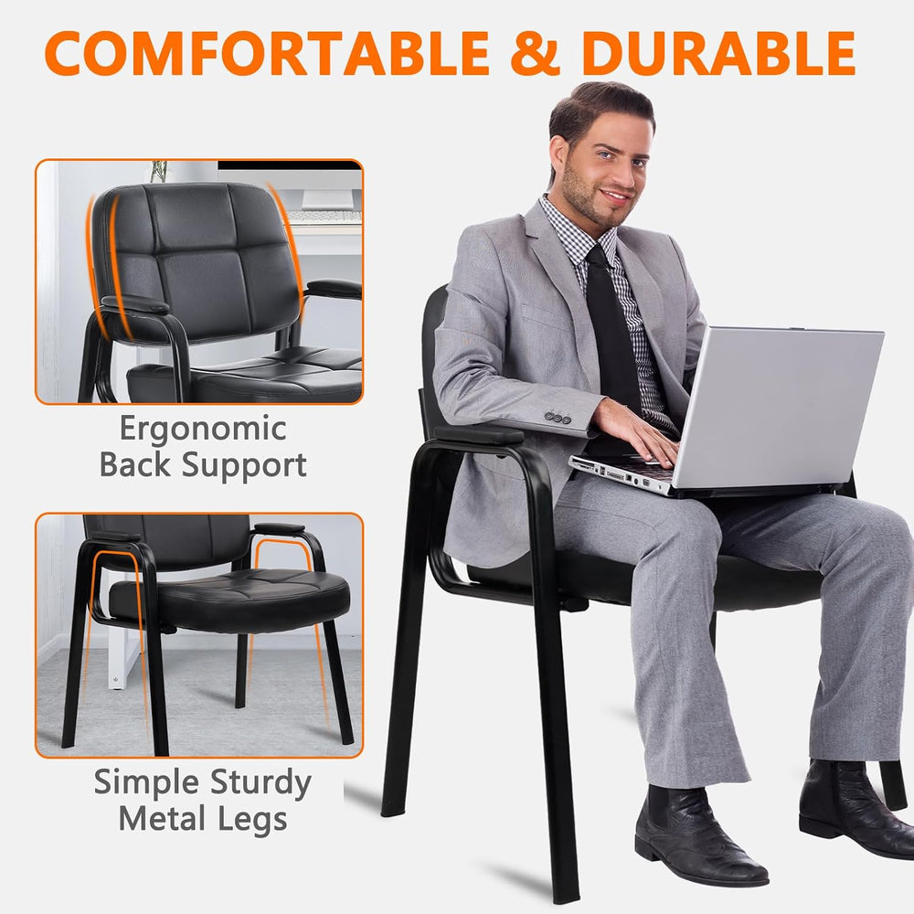 CLATINA Big & Tall 500 lbs Waiting Room Guest Chair, Leather Office Recep...