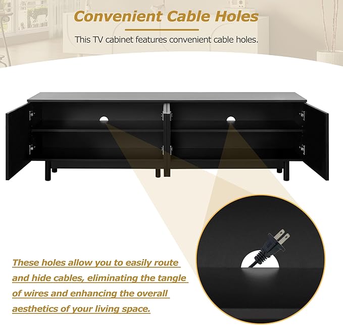 Ball & Cast Modern TV Stand with Arch Cabinets for TVs up to 78", Mi...