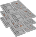 DIOMMELL 12 Pack Stackable Velvet Jewelry Trays Organizer, Jewelry Storage Box Display Trays Showcase Holder Closet Dresser Drawer Organizer for Earring Necklace Bracelet Ring Accessary, Grey