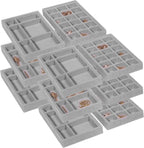 DIOMMELL 12 Pack Stackable Velvet Jewelry Trays Organizer, Jewelry Storage Box Display Trays Showcase Holder Closet Dresser Drawer Organizer for Earring Necklace Bracelet Ring Accessary, Grey