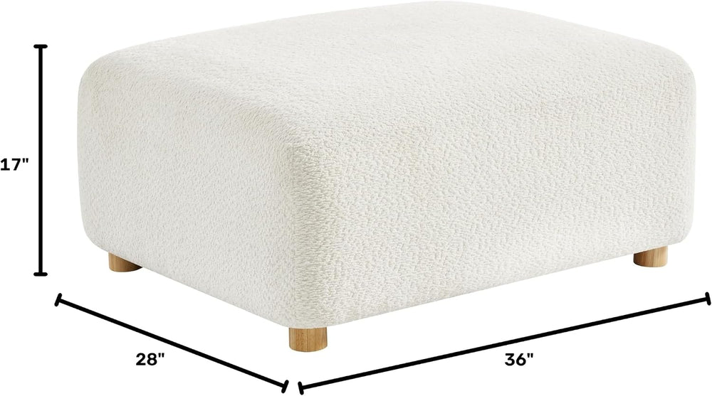 Modern Sherpa Boucle Ottoman, Comfy Modular Cloud Couch Ottoman, Apartment, C...