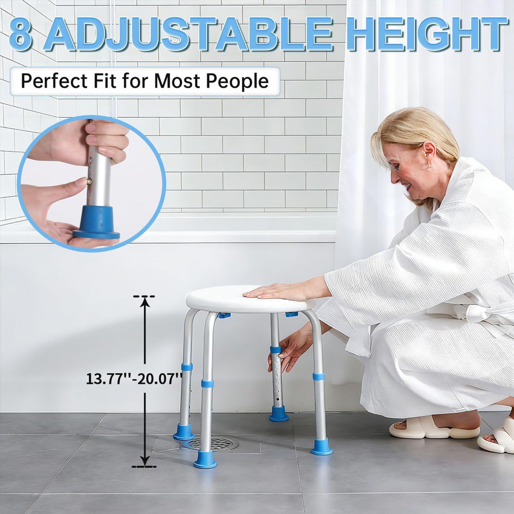 Adjustable Shower Chair for Inside Shower, HSA/FSA Eligible Round Shower Stoo...