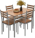 HOMCOM Modern Dining Table Set for 4, 5-Piece Kitchen Table Set, Rectangular Dining Table and 4 Chairs for Small Space, Dinette, Breakfast Nook, Brown