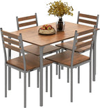 HOMCOM Modern Dining Table Set for 4, 5-Piece Kitchen Table Set, Rectangular Dining Table and 4 Chairs for Small Space, Dinette, Breakfast Nook, Brown