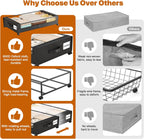 Under Bed Storage with Wheels,XXL 60L Under Bed Storage Containers with Clear Lids, Rolling Under Bed Metal Drawer for Clothes, Shoes,Toys (Black, 2 Pack)