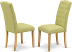 East West Furniture ESCE3-OAK-07 3 Piece Dinette Set for Small Spaces Contains a Round Dining Table with Pedestal and 2 Limelight Linen Fabric Upholstered Chairs, 30x30 Inch, Oak