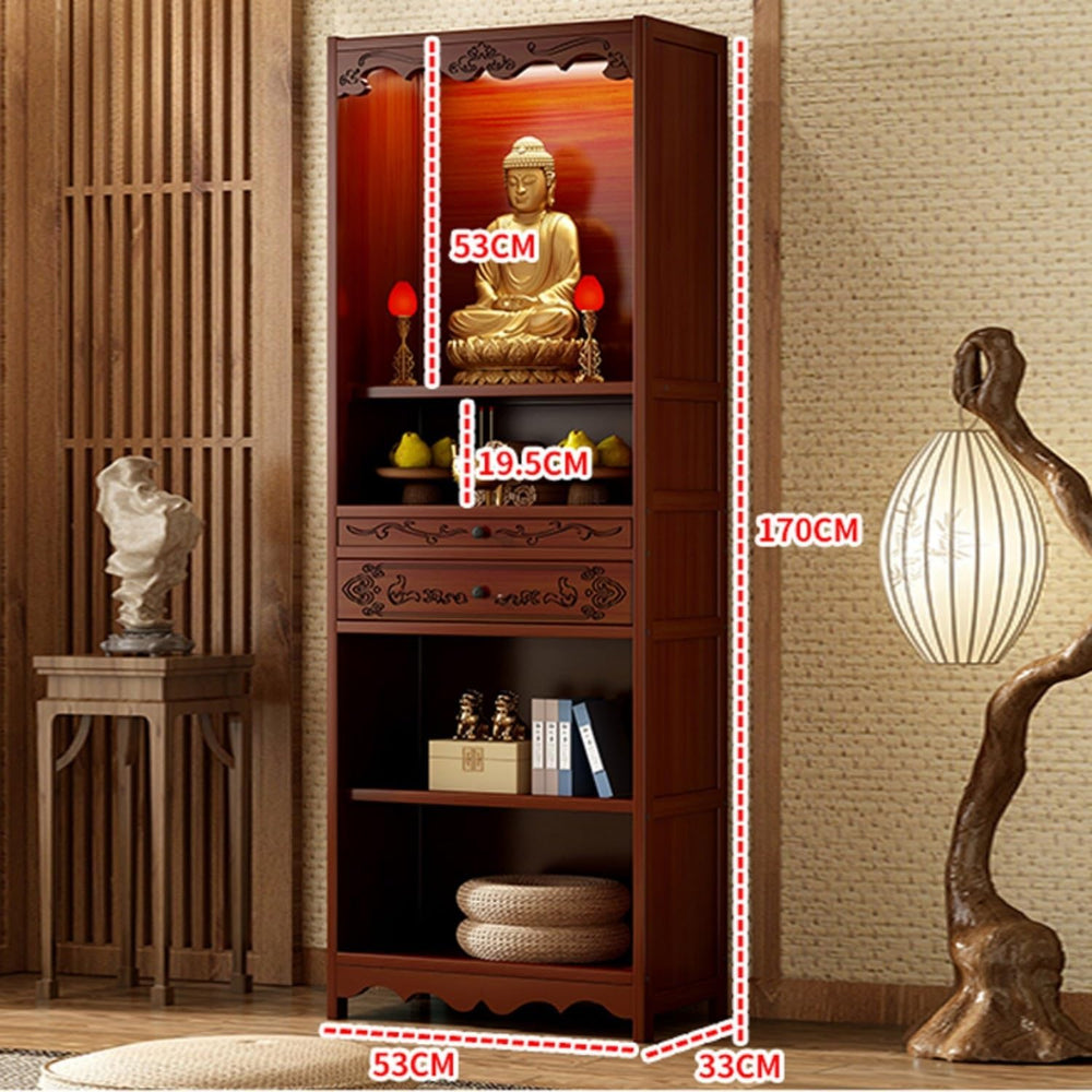 Temple for Home, 20.8-27.5'', Bamboo Meditation Altar Table with Stor...
