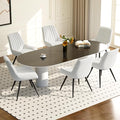 Modern Dining Chairs Set of 6,Upholstered Dining Room Chairs with Thick Cushions,Fabric Comfy Dining Chairs with Metal Legs for Dining Room White