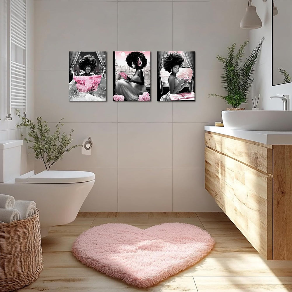 Apicoture Black Girl Wall Art Black and Pink Wall Art African American Women ...