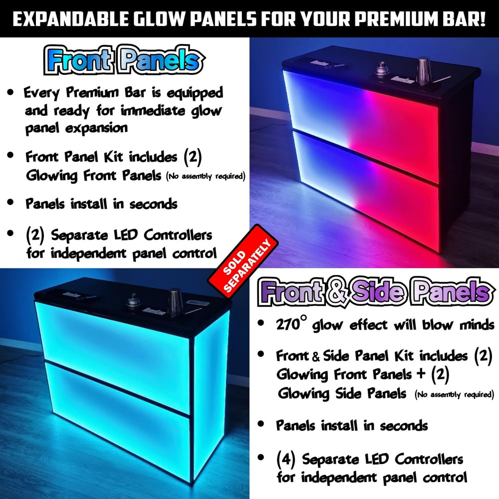 PartyLife 48" Premium Portable Bar Table w/Folding Legs, Black Fabric Ba...