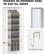 Over The Door Organizer Hanging 6-Shelf Storage Organizer with 50lb Heavy Duty Perfect for Bathroom Closet Nursery Bedroom (Grey,1 Pack)