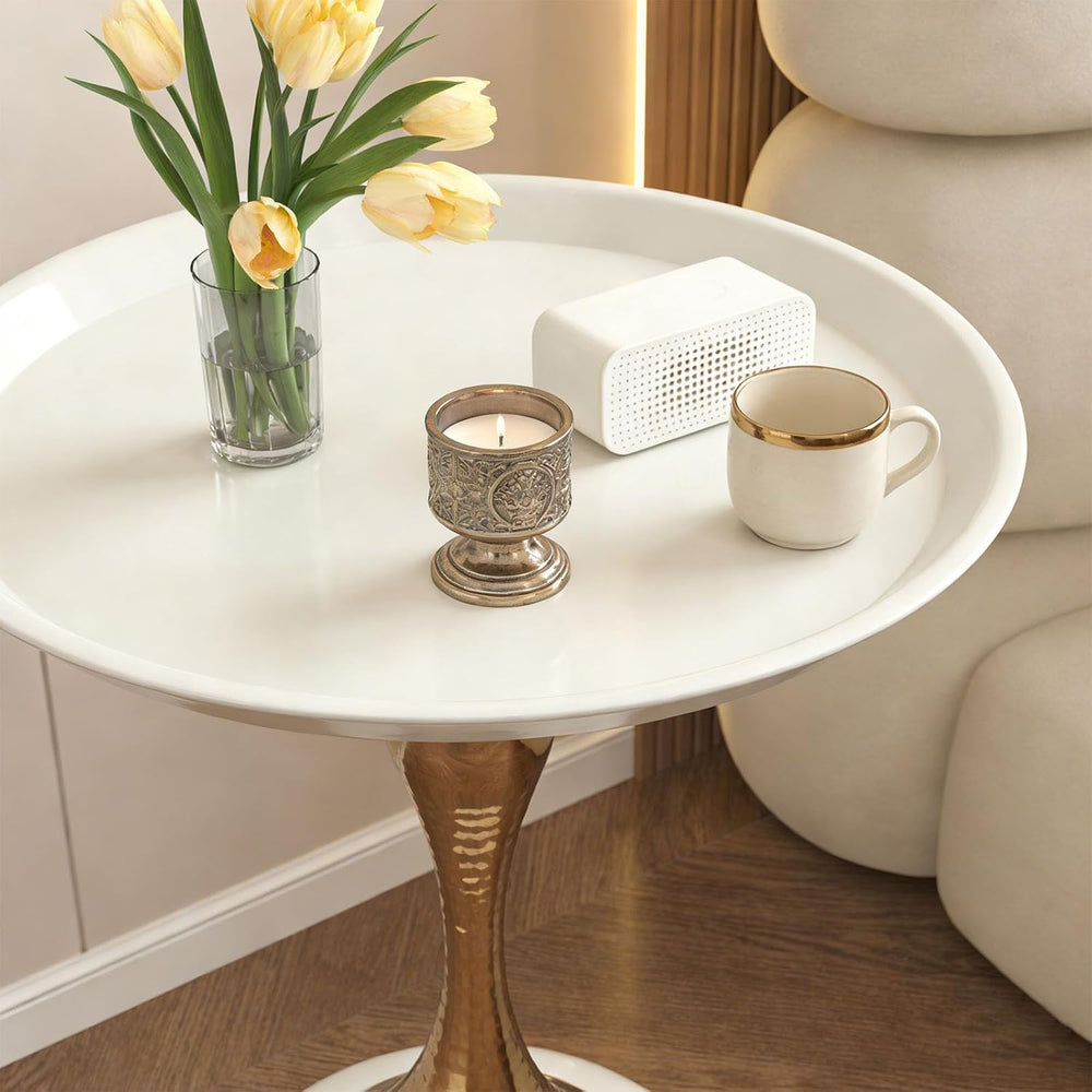 Elegant Modern Side Table Unique Hourglass Design Ideal for Living Rooms, Caf...