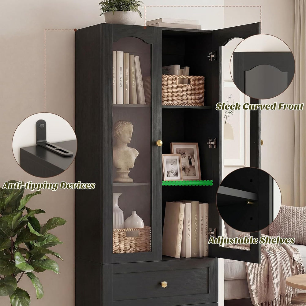 Cyclysio 80" Tall Pantry Cabinet for Kitchen Storage, Black Pantry Cabin...