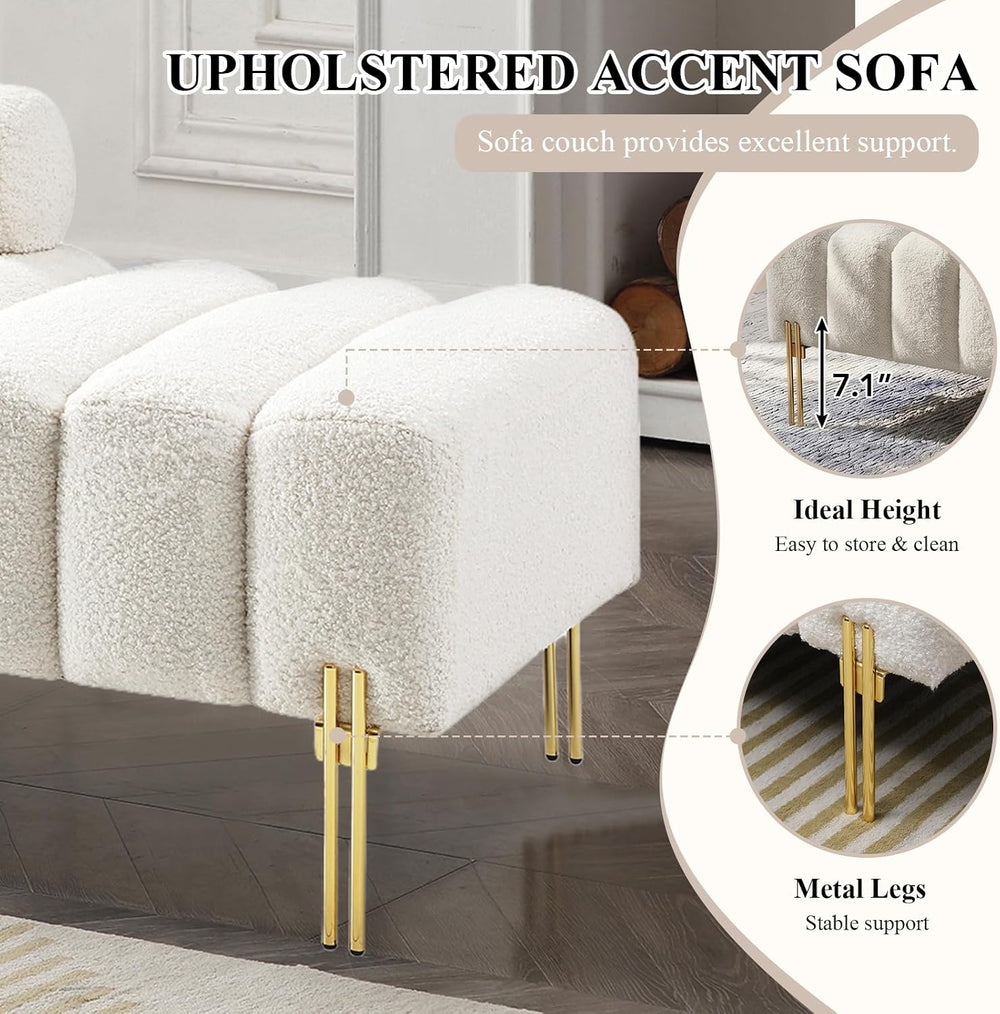 Ottoman Bench, Loveseat Sofa Couch with Adjustable Backrest | 53.2" Acce...