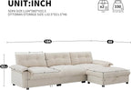 Ball & Cast Modular L Shaped Sectional Sofa with Movable Storage Ottoman and Dual-Port Charging,4 Seater Comfy Cloud Couch W/Side Storage Pockets & Cup Holder,for Living Room,Apartment,Beige,104"