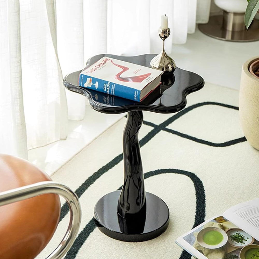 Flower Shape Sofa Side Table, Tray Top Wood Small End Table, Elegant Round Pe...