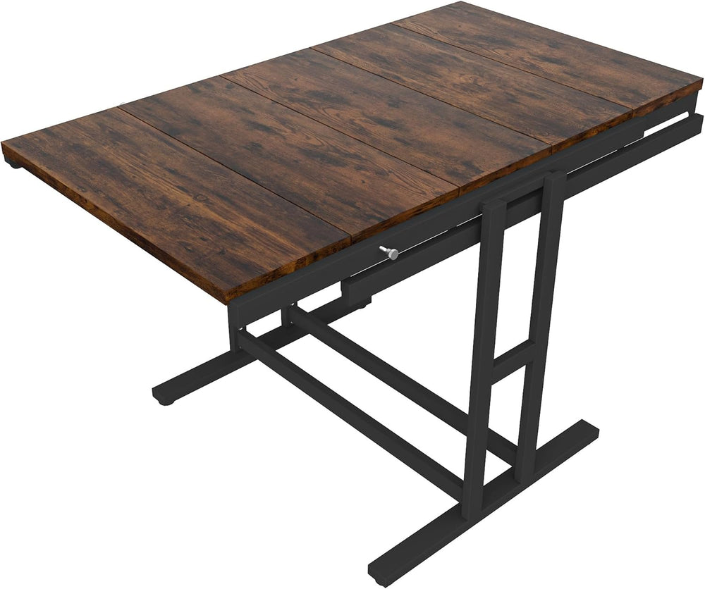 Convertible Dining Table, Multipurpose Mahogany Storage Shelf, 2 in 1 Bookshe...