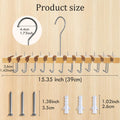 Wooden Belt Hanger for Closet 2-in-1 Wall Mount Belt Organizer Holder for Closet Organizer Storage, Ratchet Belt Rack Closet Accessories with 12 Slots & 11 Hooks