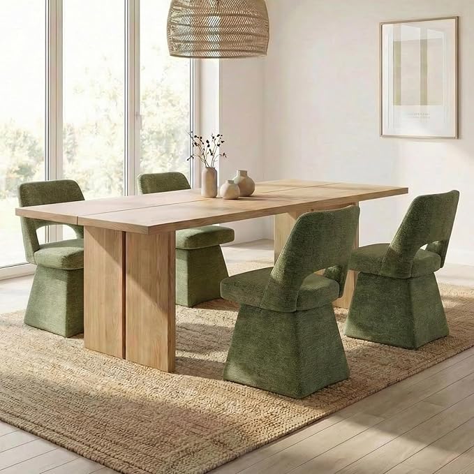 VKNOW Upholstered Swivel Dining Chairs Set of 2, Modern Dining Room Chairs wi...