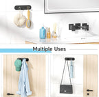 Ironing Board Holder Wall Mount,Ironing Board Hanger with Removable Hooks, Laundry Rooms Stainless Steel Ironing Boards Hook for Wall for Y or T Leg (Black)