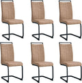 AZmac Modern Dining Chairs Set of 6,Armless Kitchen Chairs,Dining Room Chairs with Upholstered Padded Seat and Sturdy Black Legs for Dining Room,Kitchen (Set of 6, Brown-Black Leg)