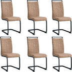 AZmac Modern Dining Chairs Set of 6,Armless Kitchen Chairs,Dining Room Chairs with Upholstered Padded Seat and Sturdy Black Legs for Dining Room,Kitchen (Set of 6, Brown-Black Leg)