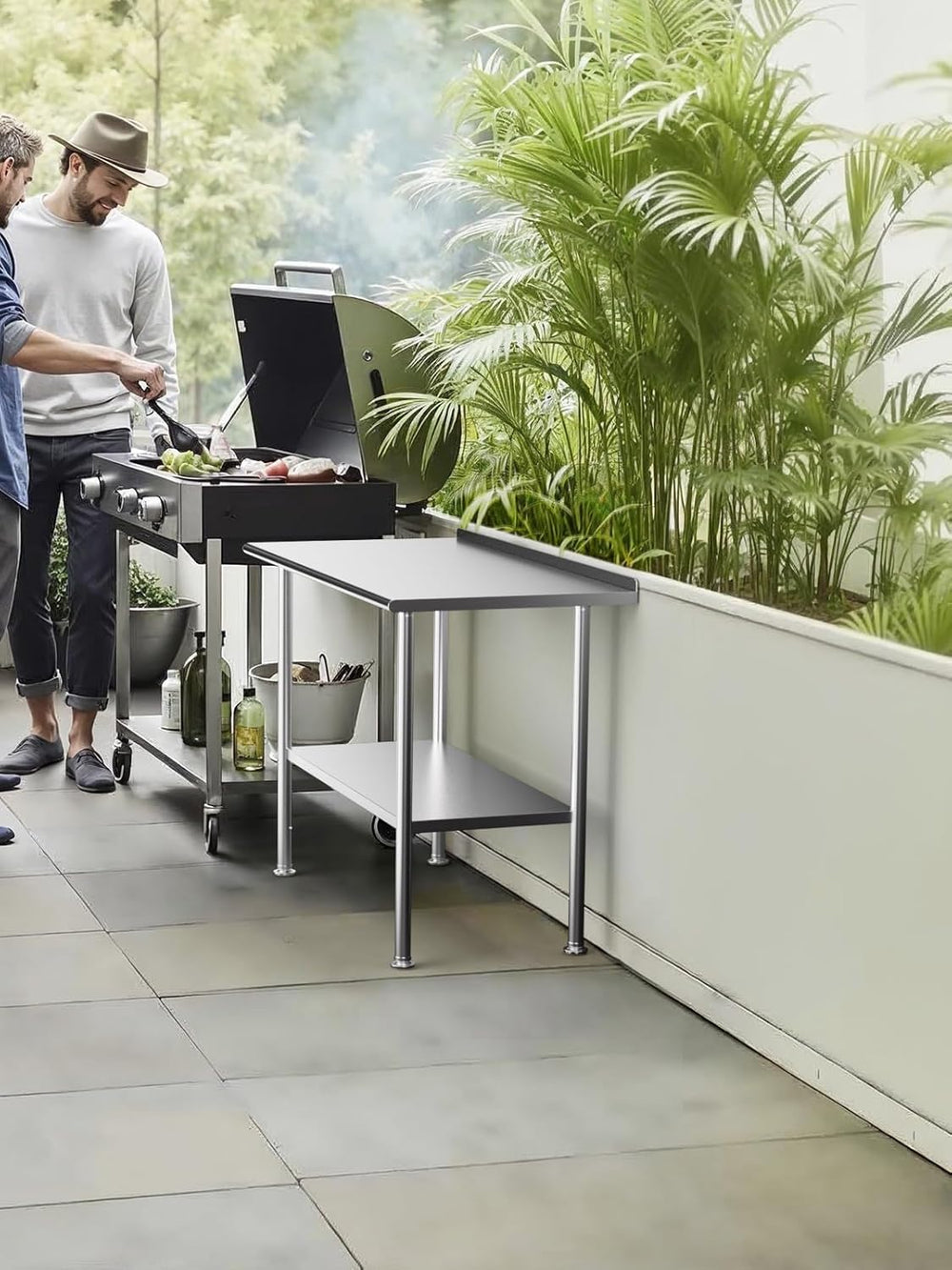 Atelicf NSF Stainless Steel Prep Table 24X48 inch with Backsplash | Commercia...
