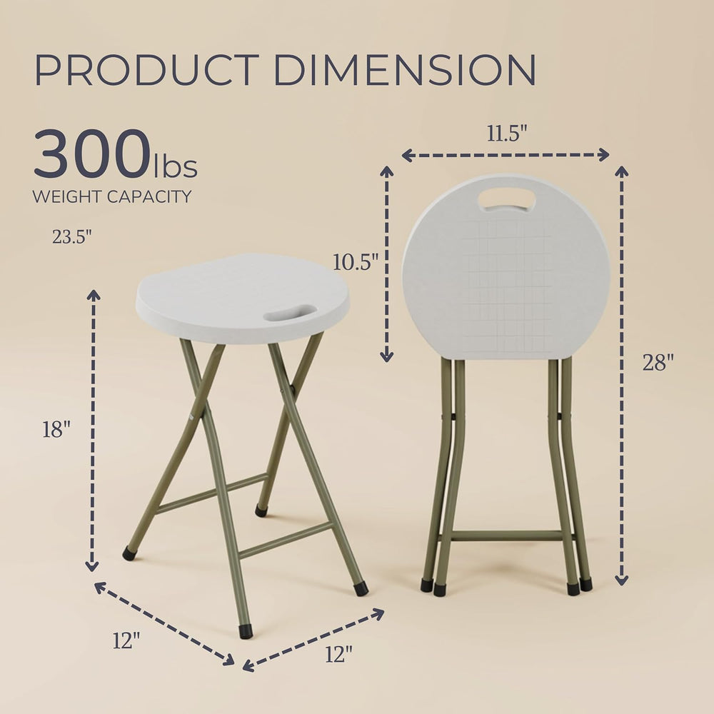 Lavish Home Portable Folding Stools with Backless Seat Set of 4, White, 18”
